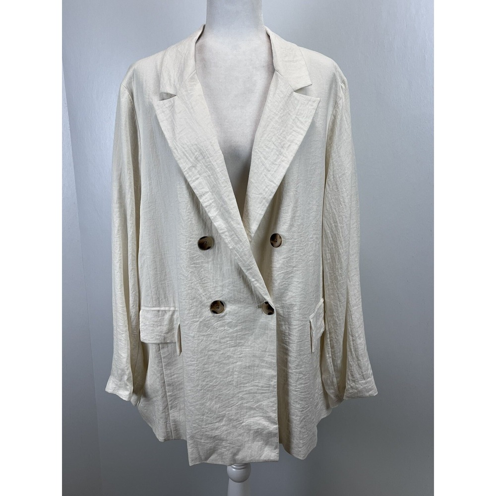 Womens A New Day Blazer Jacket SZ 3X Plus VGUC Ivory Oversized Academia